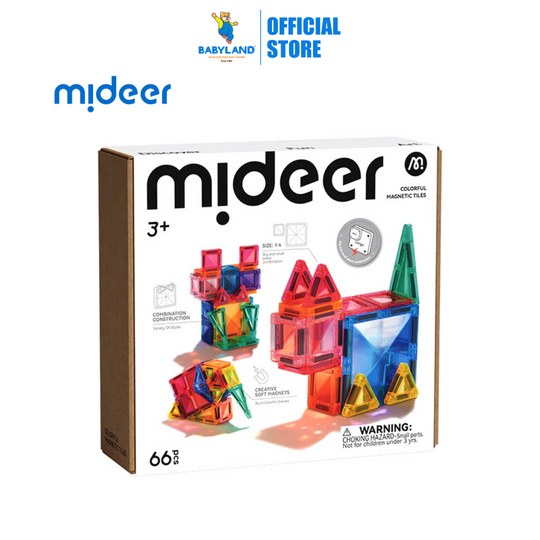 Mideer Mini Colorful Magnetic Tiles Pocket Set - Paperbox 66pcs