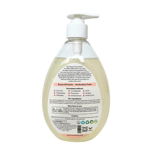 Ecominim Plant Based Concentrated Baby Bottle & Toy Wash – Tangy Fresh 480ml