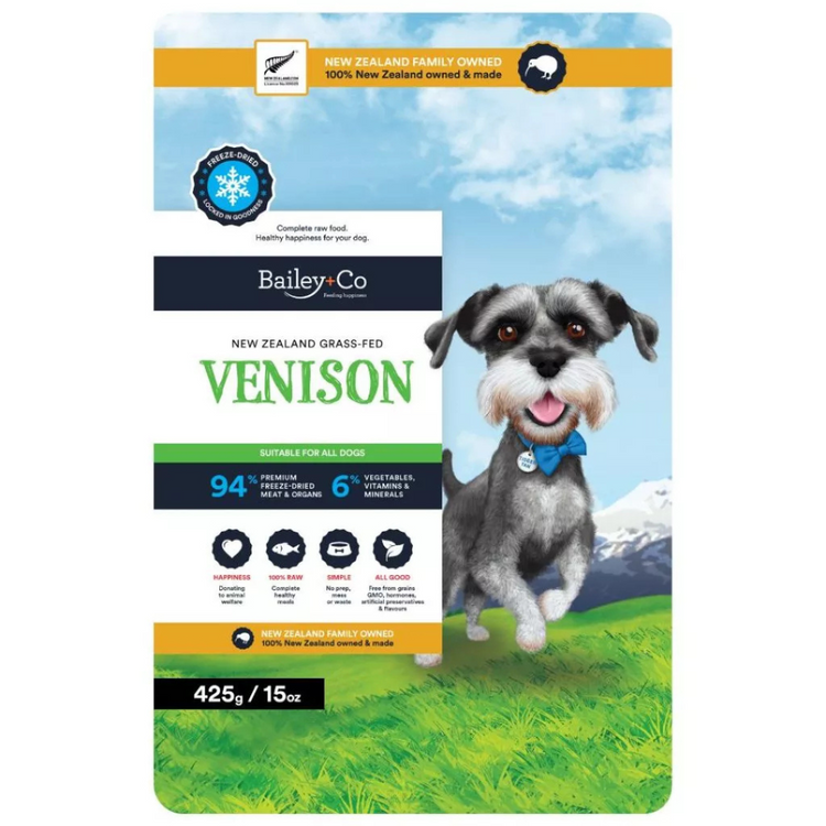 (Made in New Zealand) Bailey Co Freeze Dried Topper Meals - Single Ingredient (Venison, Beef, Lamb, Chickem+Salmon)