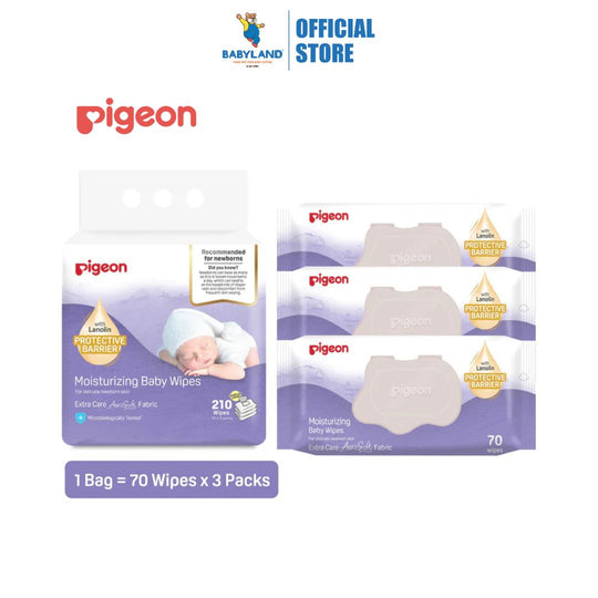 Pigeon Moisturizing Baby Wipes Hard Lid Cover (70's x 3)