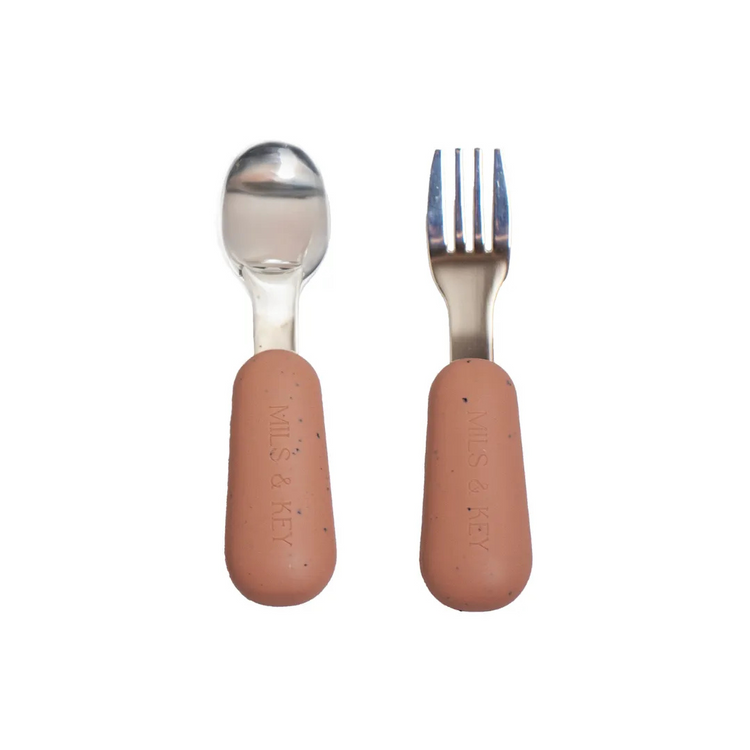 Mils and Key Speckled Stainless Steel Toddler Cutlery