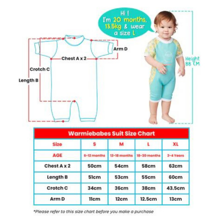 Cheekaaboo Warmiebabes Baby & Toddler Thermal Swimsuit UPF50+ Orange Dino