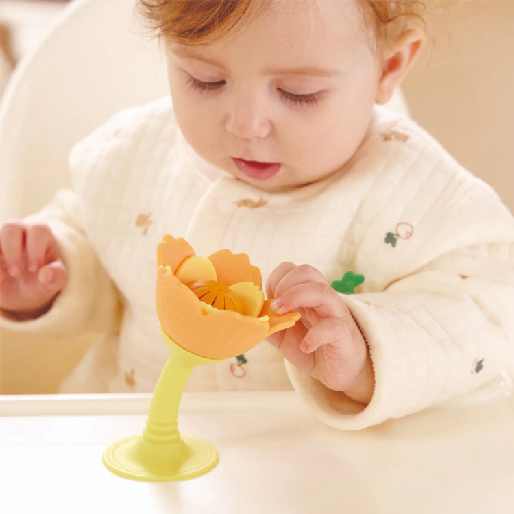 Hape 0137 Silicone Rattle & Teether Flower Orange (0m+)