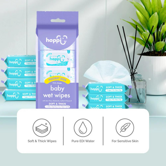 Hoppi Mini Baby Water Wipes (7s' x 8)