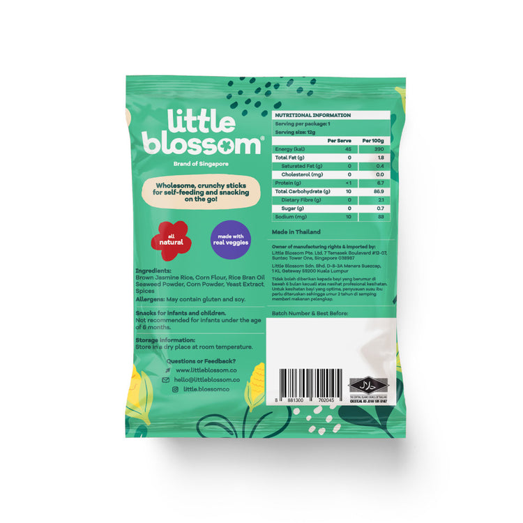 Little Blossom Veggie Sticks 12g - Seaweed & Corn