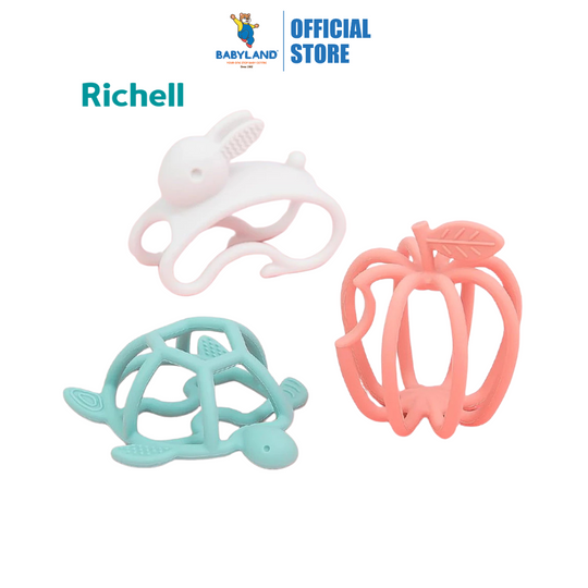 Richell Silicone Play Teether - 3m+ (Apple/ Bunny/ Turtle)