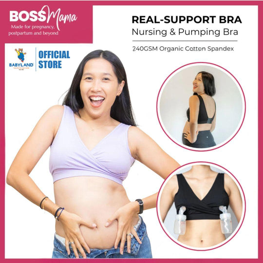 Boss Mama Real-Support Bra - Lilac Purple | Pregnancy, Nursing and Pumping Bra -Friendly Wireless Soft Thick Band Flexible