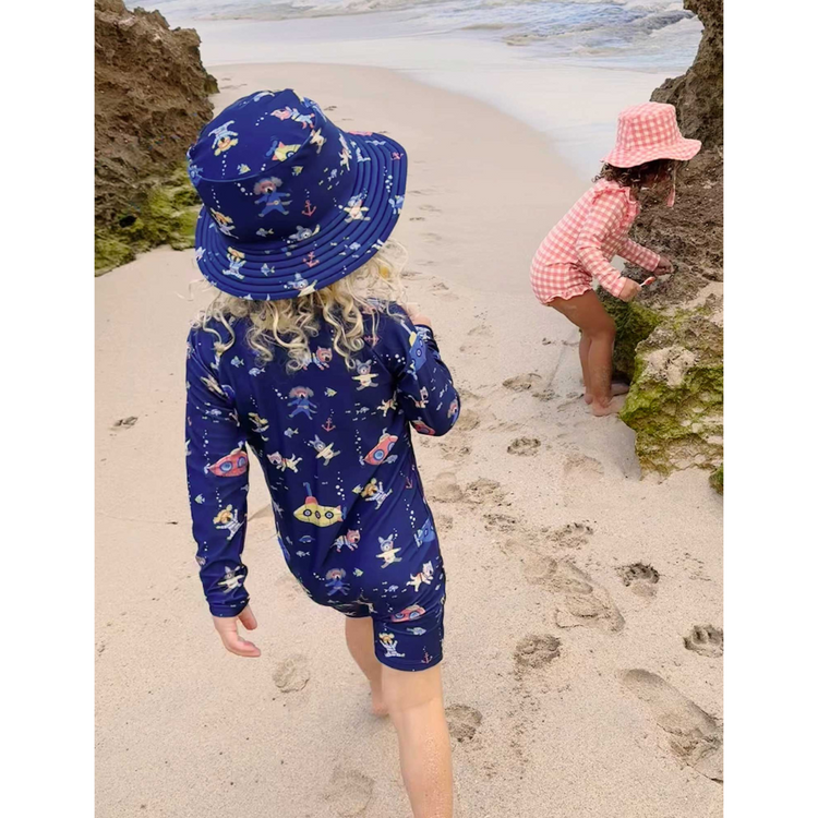 Purebaby Organic Broad Brim Swim Hat - Submarine Print