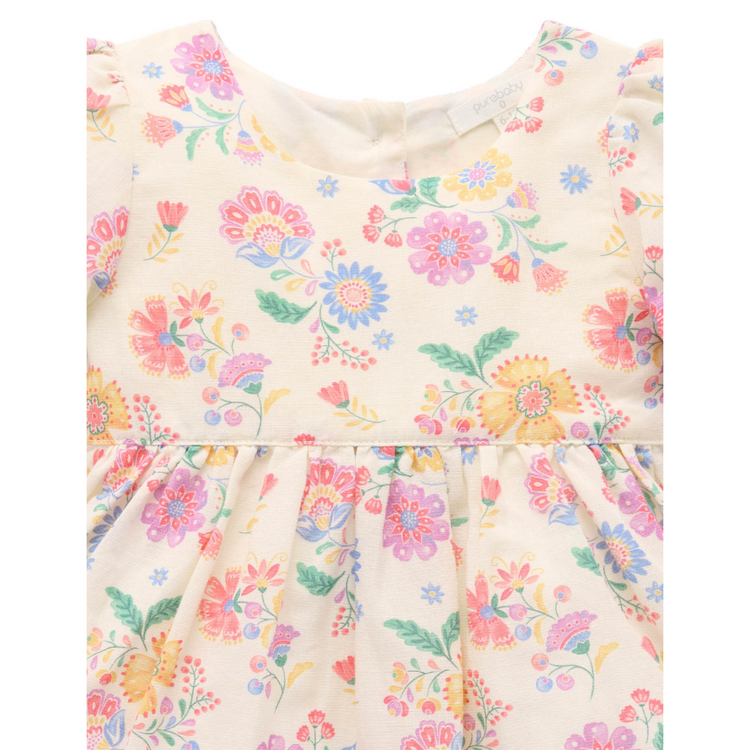 Purebaby Organic Mexican Floral Linen Blend Dress