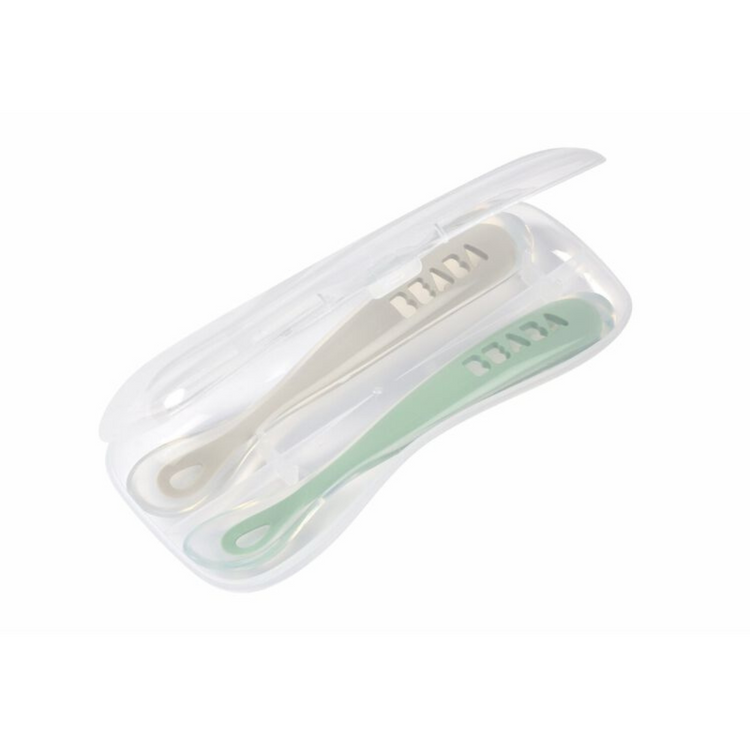 Beaba 1st Age Silicone Spoon Travel Twin Set (with Case)(4m+)