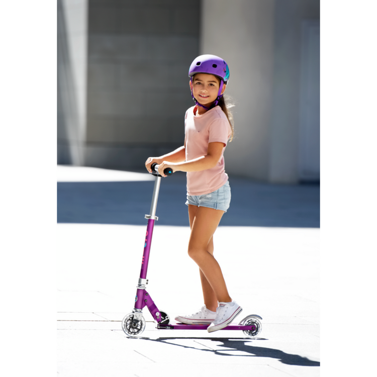 Micro Sprite LED Purple Stripe (5y+) 2-wheel foldable scooter