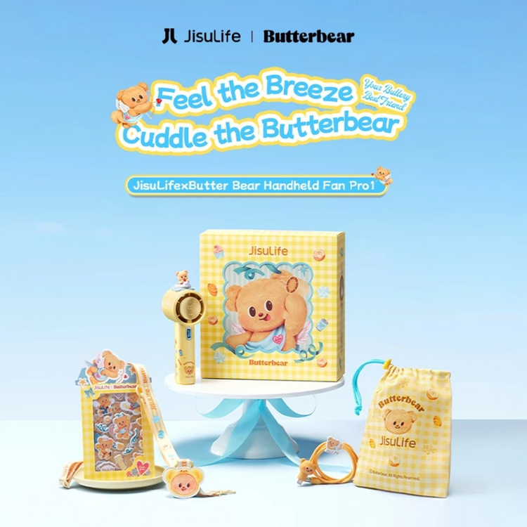 JisuLife Handheld Fan Pro1 5000mAh - Butterbear【 Bladeless Rechargeable 100 Level Adjustment With Strong Wind Cooler 18h 】