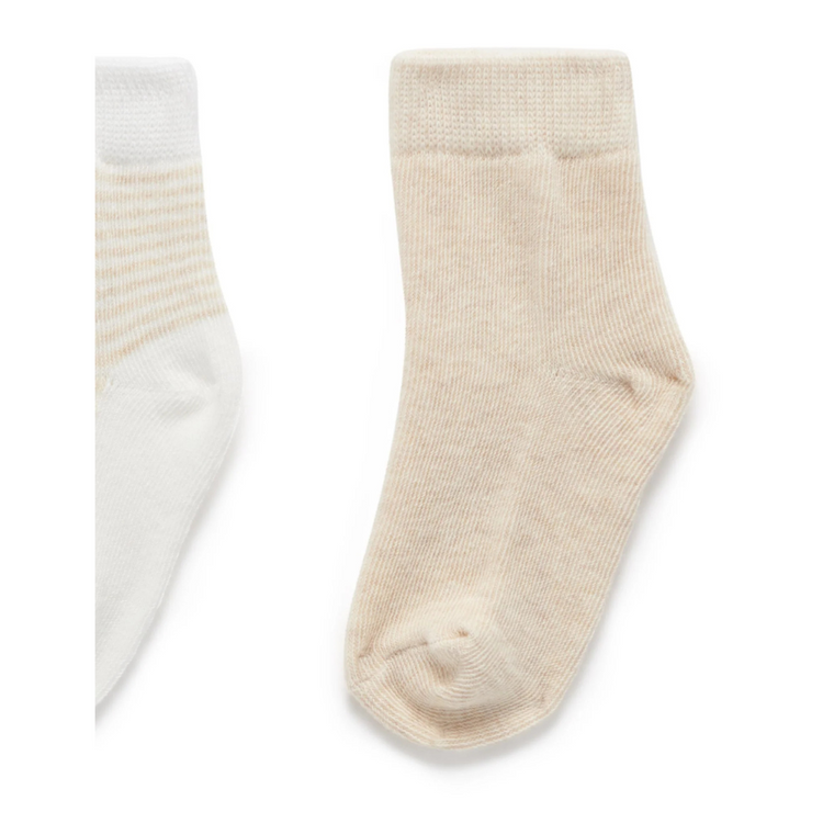 Purebaby 3 Organic Sock Pack - Wheat Melange & Vanilla