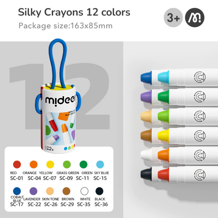 Mideer Colorful Bucket Fast-Drying Silky Crayons (3Y+)