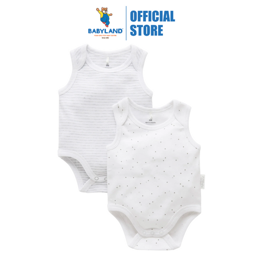 Purebaby 2 Pack Organic Singlet Bodysuit - Pale Grey Melange Print
