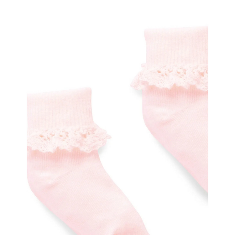 Purebaby Organic Lace Socks - Pale Pink