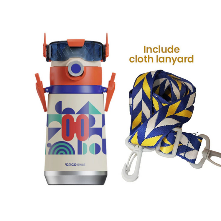 Cocosmile 8131 Robot Insulated Bottle with Straw, Stainless Steel 500ml - White