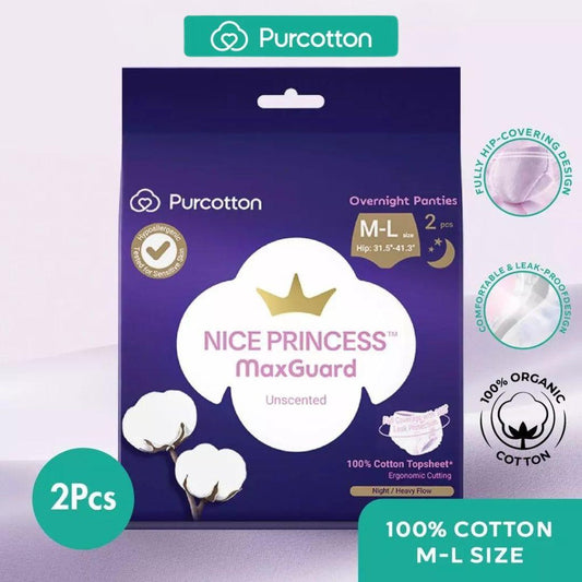 Purcotton Nice Princess MaxGuard Overnight Panties Size M-L (2 Pcs)