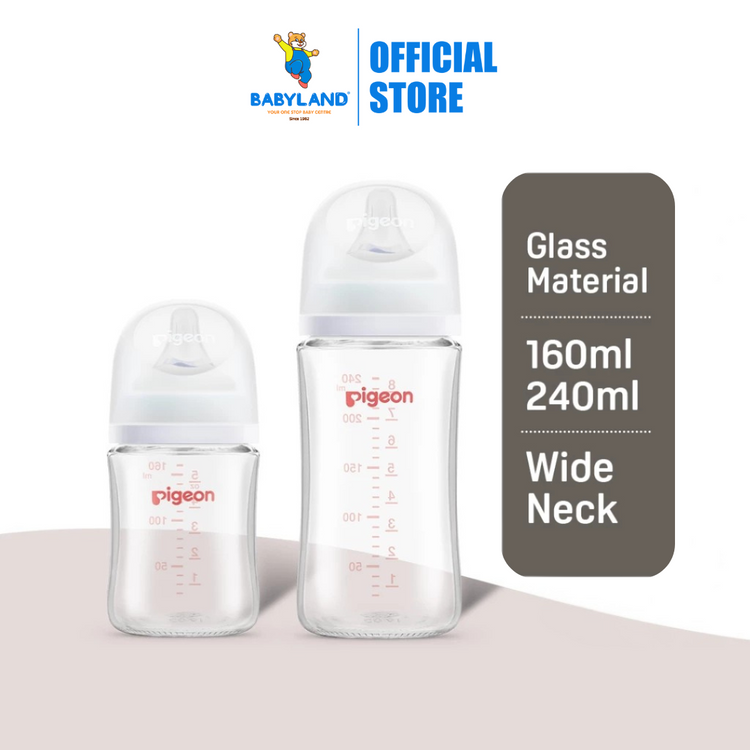 Pigeon SofTouch Wide-Neck Glass Nursing Bottle (160ml/240ml)