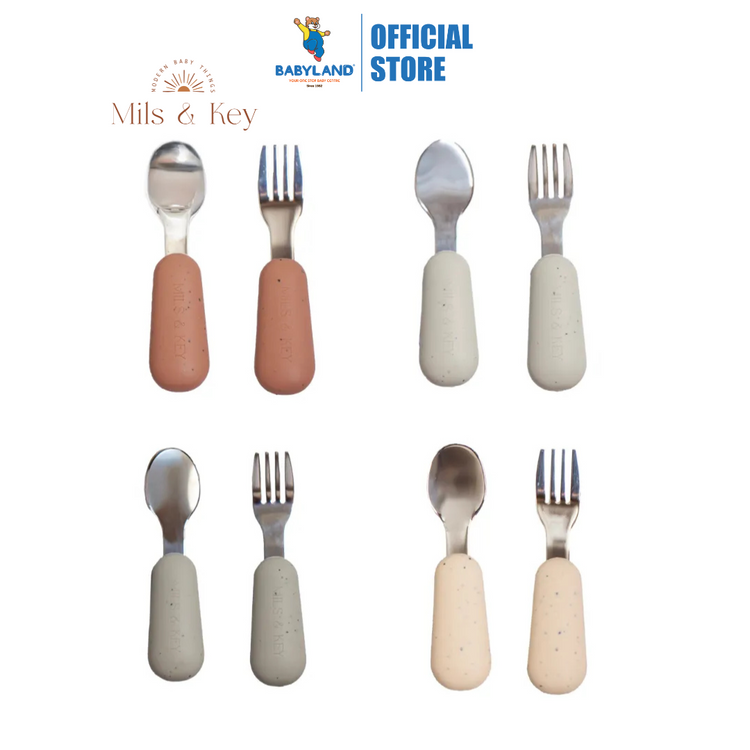 Mils and Key Speckled Stainless Steel Toddler Cutlery