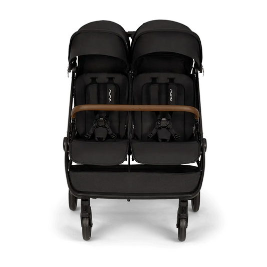 Nuna trvlโข dubl Stroller - Caviar | Side-By-Side Double (Up to 50 lbs per seat)