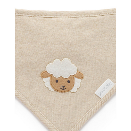 Purebaby Organic Bandana Bib Sheep - Almond Melange