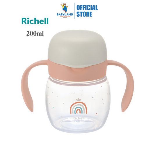 Richell Training L.I Easy-Sip Direct Drink Cup 200ml - Peach (8m+)