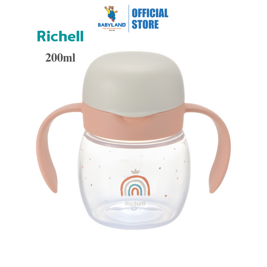 Richell Training L.I Easy-Sip Direct Drink Cup 200ml - Peach (8m+)