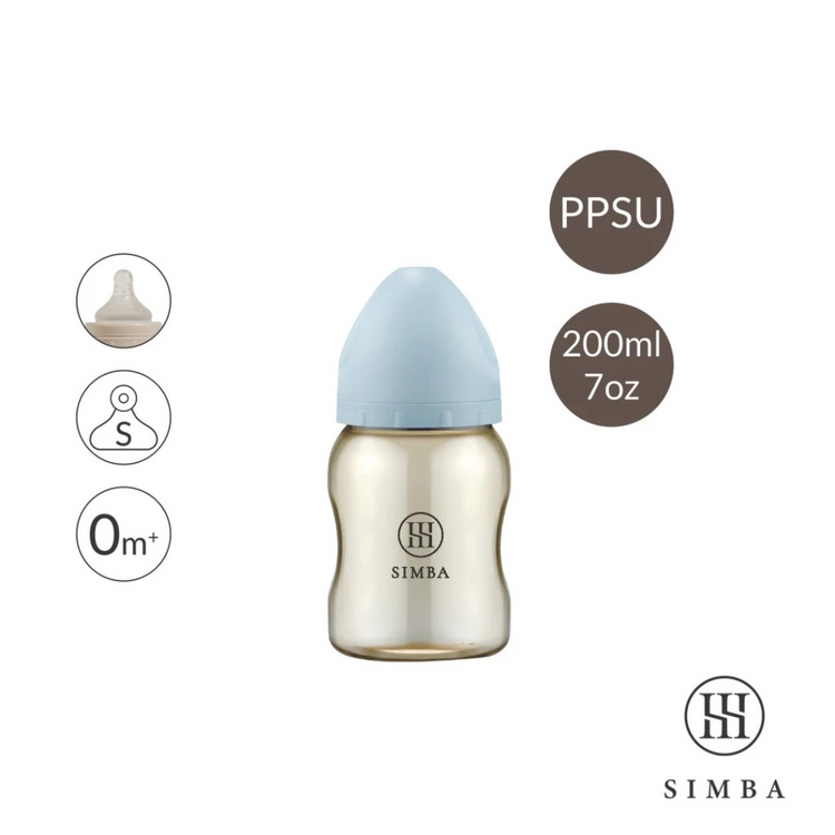 Simba allonge Newborn 200ml - PPSU Wide Neck Anti-Colic Feeding Bottle Round Hole S Teat