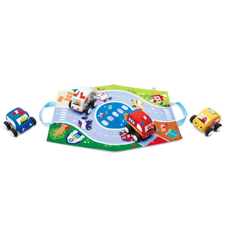 Hape 0076 Pull-Back Plush Car Set (6m+)