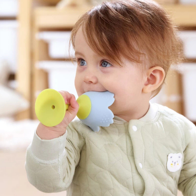 Hape 0138 Silicone Rattle & Teether Flower Blue (0m+)