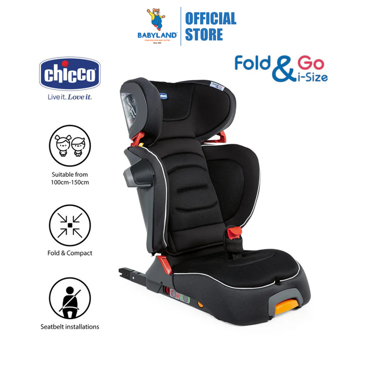Chicco Fold & Go I-Size Booster Car Seat (ECE R129) - Jet Black (3yrs up to 12yrs of age)