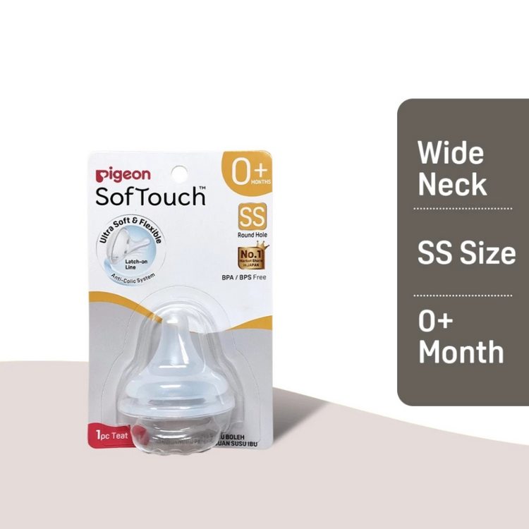 Pigeon SofTouch Wide Neck Latch-On Teat SS/S/M/L/LL/LLL
