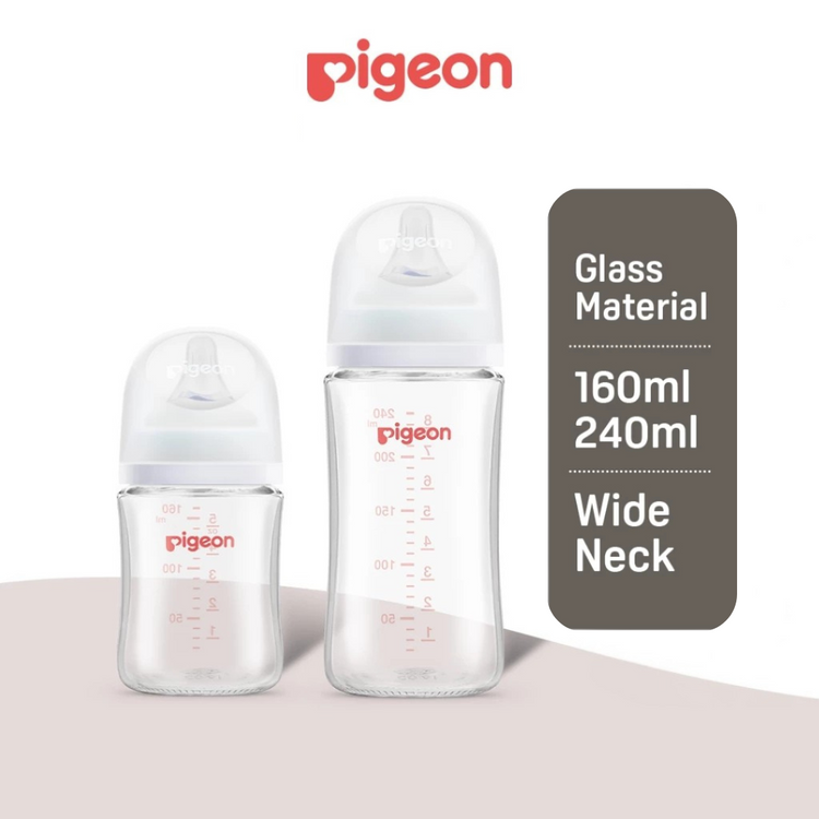 Pigeon SofTouch Wide-Neck Glass Nursing Bottle (160ml/240ml)
