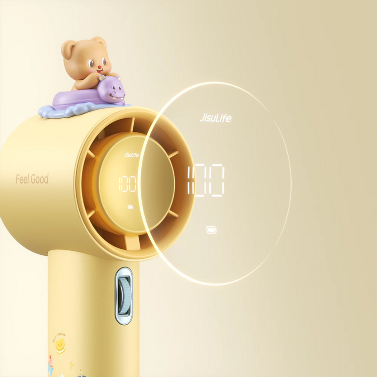 JisuLife Handheld Fan Pro1 5000mAh - Butterbear【 Bladeless Rechargeable 100 Level Adjustment With Strong Wind Cooler 18h 】