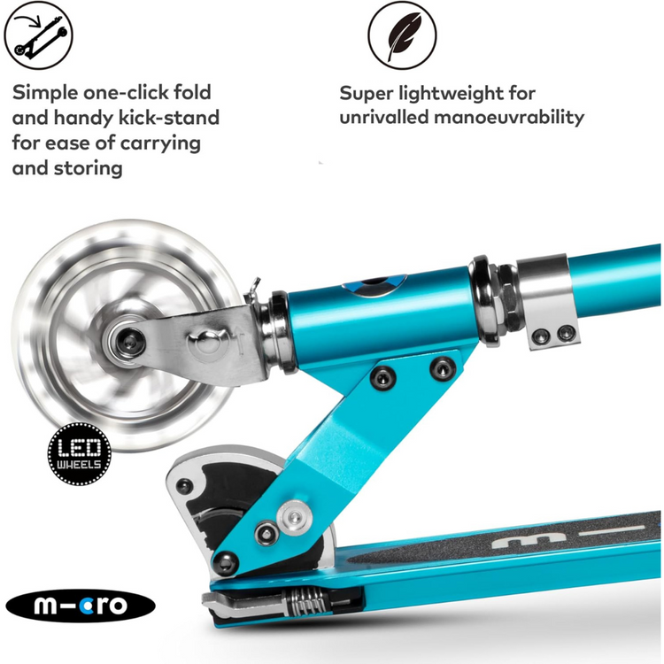 Micro Sprite LED Ocean Blue (5y+) 2-wheel foldable scooter