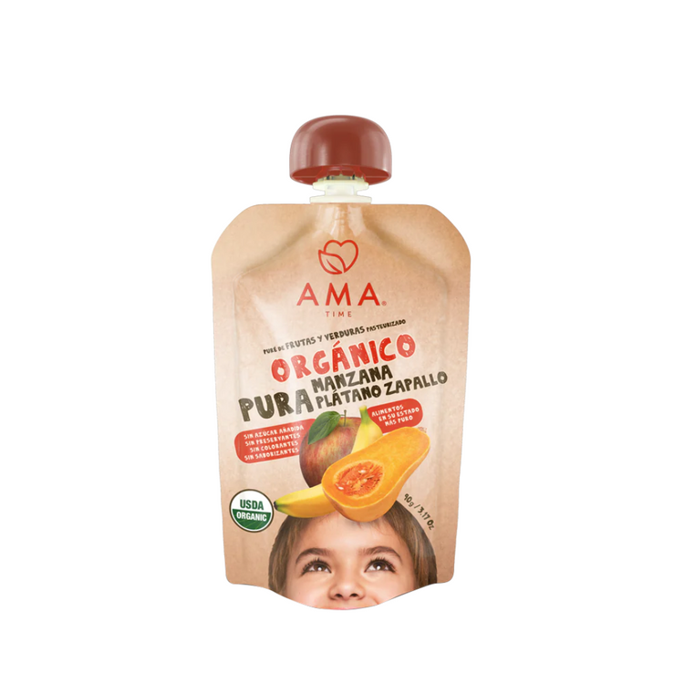 AmaTime 100% Organic Puree Pouches 90g (6m+)