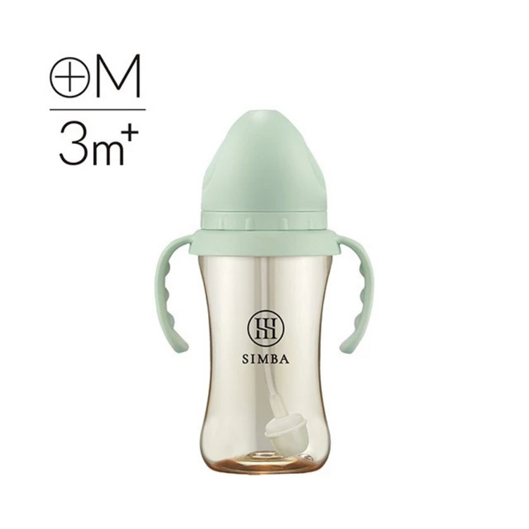 Simba allonge Milestone 270ml - PPSU Wide Neck Anti-Colic Feeding Bottle with Straw and Handles Cross Hole M Teat