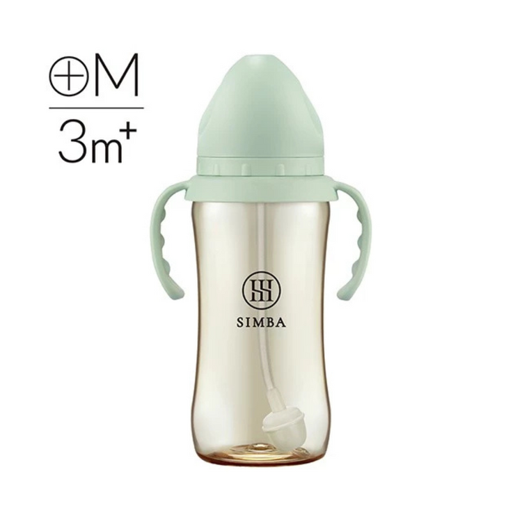 Simba allonge Milestone 360ml - PPSU Wide Neck Anti-Colic Feeding Bottle with Straw and Handles Cross Hole M Teat