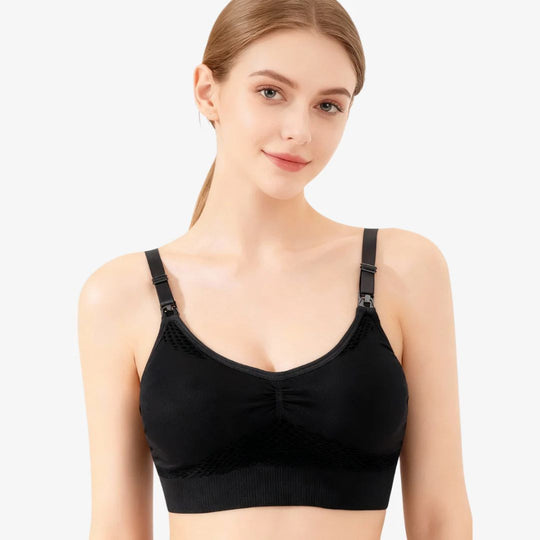 Bmama 2 Ways Hands-Free Pumping Nursing Sport Bra - Black