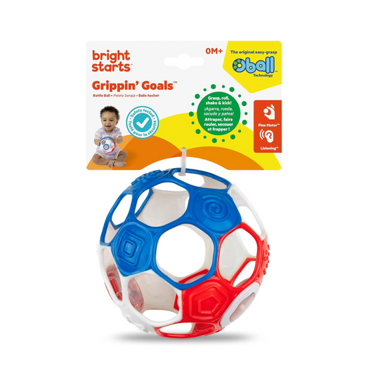 Bright Starts Oball Grippin' Goals Rattle Ball - Red, White & Blue (0m+)