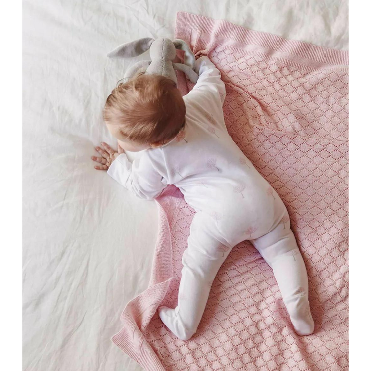 Purebaby Organic Zip Growsuit - Pale Pink Tree Print