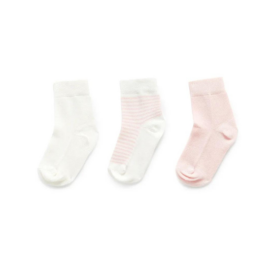 Purebaby 3 Organic Sock Pack - Pale Pink Pack
