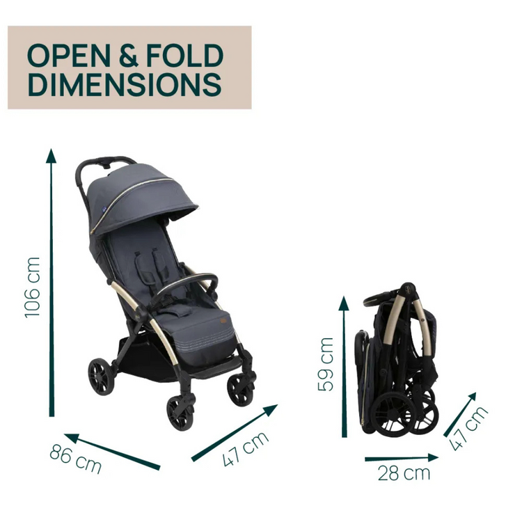 Chicco Goody XPlus Auto Fold Stroller - Dark Shadow (Newborn up to 22kg)