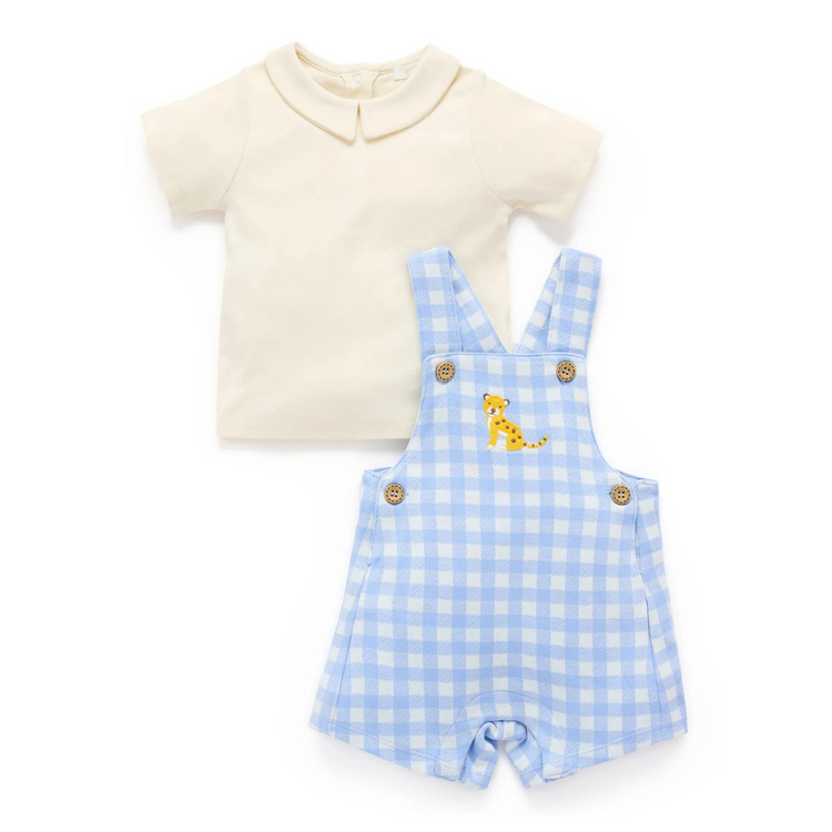 Purebaby Organic Caribbean Gingham Overall Set