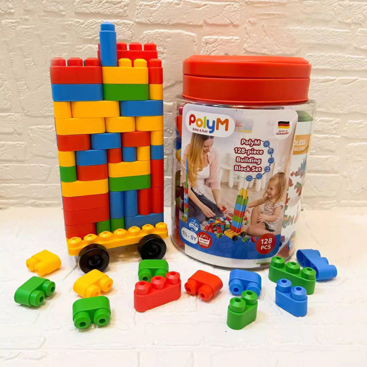 Hape PolyM 761815 128pcs - Building Block Set For Age 1.5 Years And Up