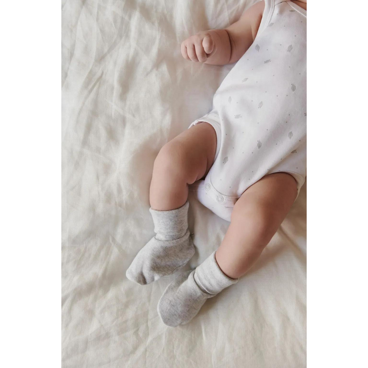 Purebaby Organic Singlet Bodysuit Unisex Pale Grey Leaf With Spot