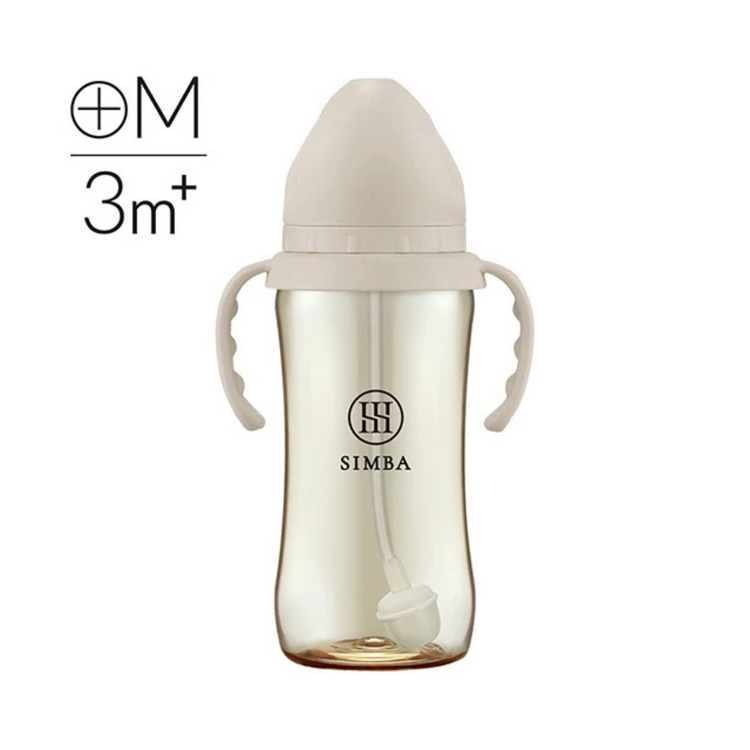 Simba allonge Milestone 360ml - PPSU Wide Neck Anti-Colic Feeding Bottle with Straw and Handles Cross Hole M Teat