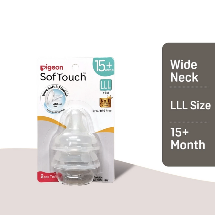 Pigeon SofTouch Wide Neck Latch-On Teat SS/S/M/L/LL/LLL