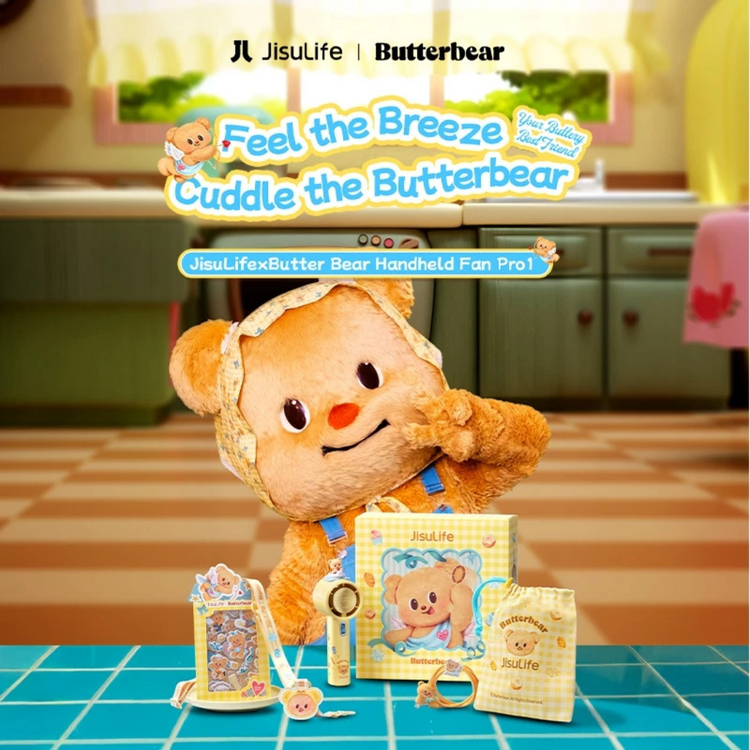 JisuLife Handheld Fan Pro1 5000mAh - Butterbear【 Bladeless Rechargeable 100 Level Adjustment With Strong Wind Cooler 18h 】